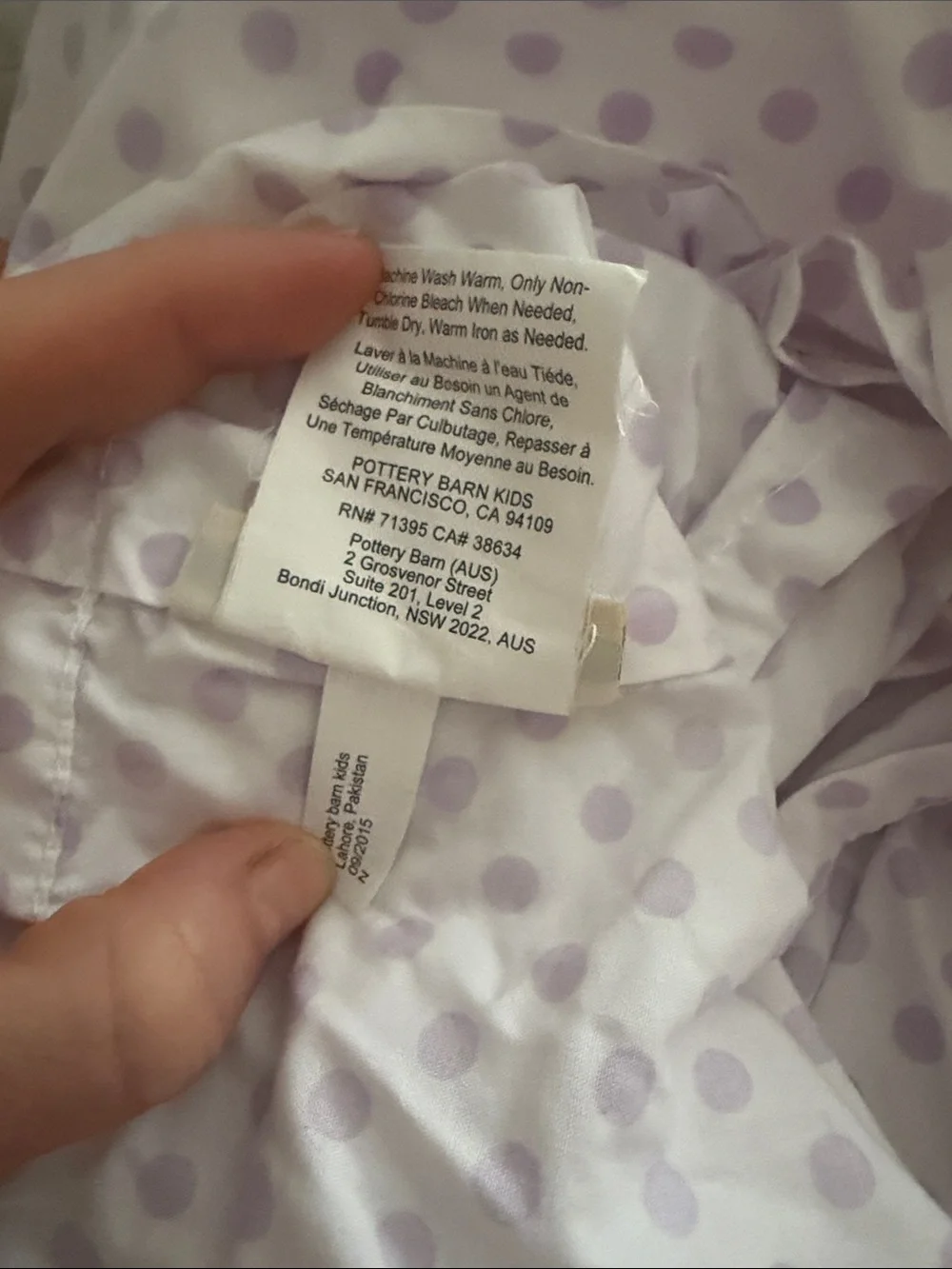 Pottery Barn Kids Lavender Polka Dot 2 Twin Pillow Case